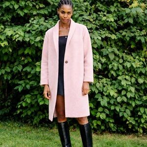 Aritzia Wilfred Dujardin 100% Merino Wool Long Coat XS Blush Pink